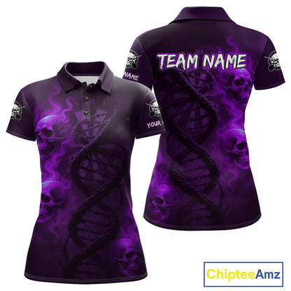 Darts - It's Is In My DNA Personalized Purple Dart Shirt For Women Skull Dartboard Dart Team Shirts NYN1126