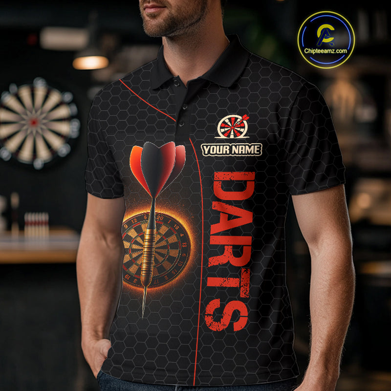 Red Flaming Dartboard & Dart Arrow Darts Shirt For Men - Custom Team Jersey NYN0584