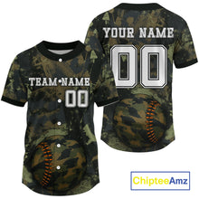 Load image into Gallery viewer, Men's Camouflage Baseball Jersey Custom Military Green Camo, Youth Baseball Jerseys NYN1147
