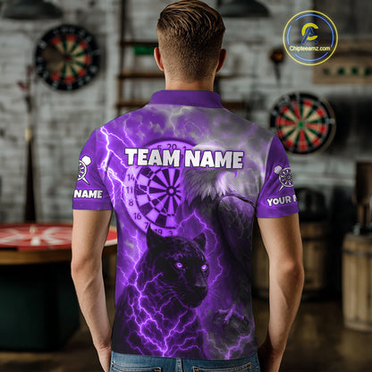 Custom Darts Shirt For Men Lightning Eagle Panther Dartboard Dart Team Jerseys | Purple NYN1152