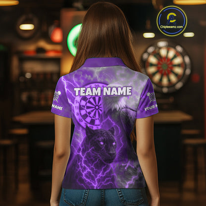 Custom Darts Shirt For Women Lightning Eagle Panther Dartboard Dart Team Jerseys | Purple NYN1152