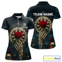 Load image into Gallery viewer, Custom Funny Skull Red Rose Women Dart Shirts Personalized Dart Team Jerseys, Dart Gifts NYN1169