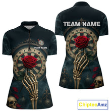 Load image into Gallery viewer, Custom Funny Skull Red Rose Women Dart Shirts Personalized Dart Team Jerseys, Dart Gifts NYN1169