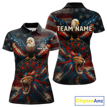 Load image into Gallery viewer, Women's Patriotic Darts Shirt Personalized US Flag Lion Dartboard Outfit Team Dart Jersey NYN1212