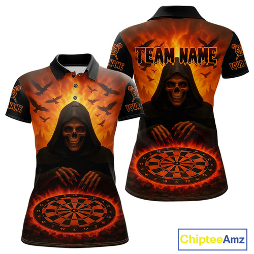 Custom Dart Jerseys For Women Skull Flame Dartboard, Outfits Dart Team Shirts NYN1228