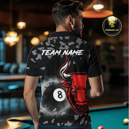 Grey Smokes Ball 8 Pool Billiard Shirts For Men Custom Funny Bull Billiard Team Jerseys NYN2297