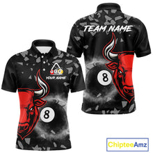 Load image into Gallery viewer, Grey Smokes Ball 8 Pool Billiard Shirts For Men Custom Funny Bull Billiard Team Jerseys NYN2297