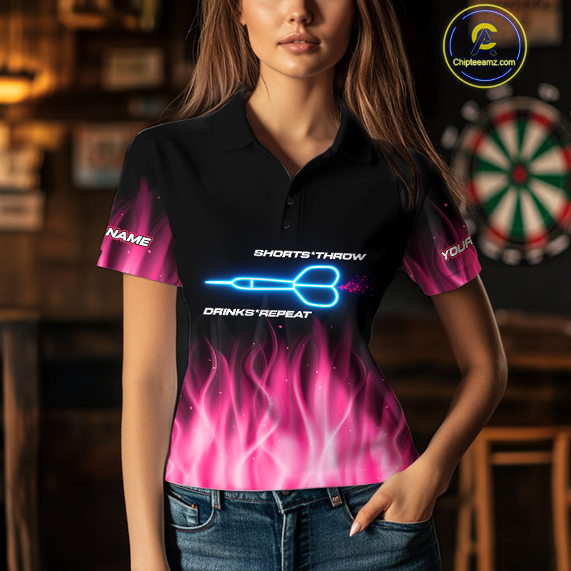 US Flag Dartboard & Dart Arrows Custom Flaming Darts Shirt For Women | Opt1 - Pink NYN0676