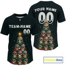 Load image into Gallery viewer, Custom US Flag Skull Christmas Baseball Shirt For Men Funny Skull Xmas Baseball Jerseys NYN1310