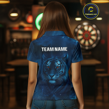 Load image into Gallery viewer, Azure Galaxy Tiger Dartboard Men's Darts Team Shirt - Custom Name For Darts Jersey NYN0466