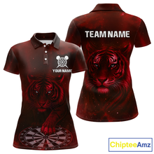 Load image into Gallery viewer, Red Galaxy Tiger Dartboard Women's Darts Team Shirt - Custom Name For Darts Jersey NYN0467
