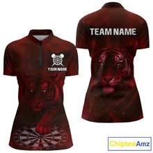 Load image into Gallery viewer, Red Galaxy Tiger Dartboard Women's Darts Team Shirt - Custom Name For Darts Jersey NYN0467