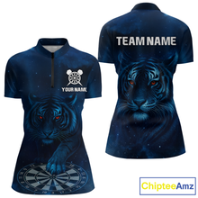 Load image into Gallery viewer, Azure Galaxy Tiger Dartboard Men's Darts Team Shirt - Custom Name For Darts Jersey NYN0466