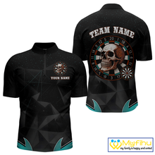 Load image into Gallery viewer, Turquoise Galaxy &amp; Colorful Dartboard Men's Darts Shirt - Custom Name For Players NYN0474