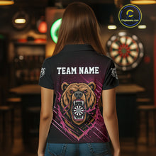 Load image into Gallery viewer, Custom Pink And Brown Bear Dartboard Polo Dart Shirt For Women Outfit Dart Team Jersey NYN1333