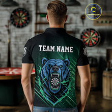 Load image into Gallery viewer, Custom Green And Blue Bear Dartboard Polo Dart Shirt For Men Outfit Dart Team Jersey NYN1334