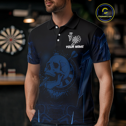 USA Gothic Skull Dartboard Men's Darts Team Shirt - Custom Name For Players NYN0480