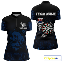 Load image into Gallery viewer, USA Gothic Skull Dartboard Women's Darts Team Shirt - Custom Name For Players NYN0480