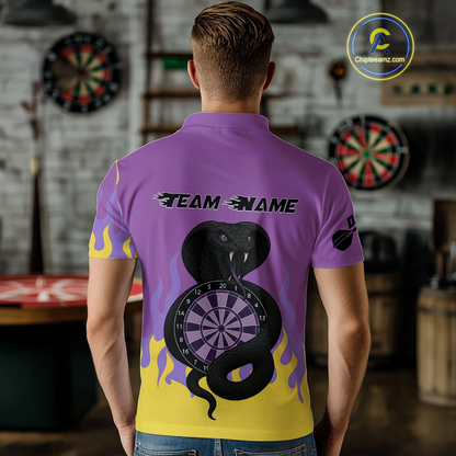 Purple Dartboard & Dark Cobra - Men's Darts Team Shirt - Custom Name For Players NYN0491