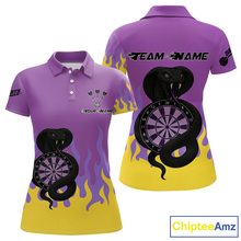 Load image into Gallery viewer, Purple Dartboard &amp; Dark Cobra - Women's Darts Team Shirt - Custom Name For Players NYN0491