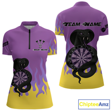 Load image into Gallery viewer, Purple Dartboard &amp; Dark Cobra - Women's Darts Team Shirt - Custom Name For Players NYN0491