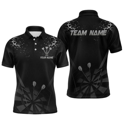 Personalized Dart Shirt For Men With Black Dartboard And Silver Darts Arrows NYN0281