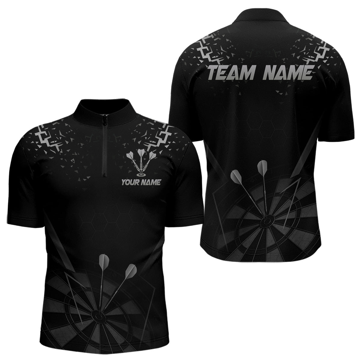 Personalized Dart Shirt For Men With Black Dartboard And Silver Darts Arrows NYN0281