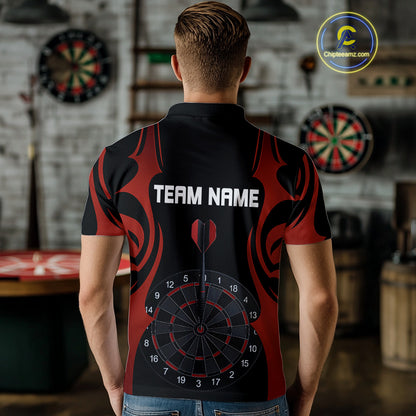 Custom Men's Darts Shirt With Red And Darkness Dartboards, Darts Team Jersey NYN0297
