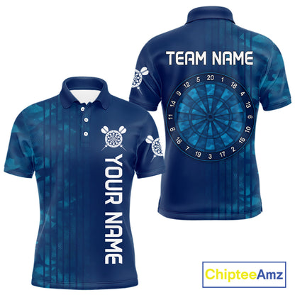Men’s Darts Team Shirt - Navy Camo Pattern And Dartboard | Custom Name Option NYN0317