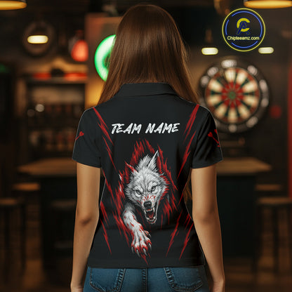 Custom Women's Dart Team Shirt -  Pearl Wolf Clawing - Personalized Team Name & Player NYN0335