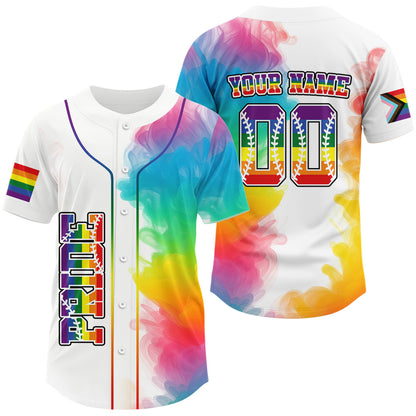 LGPT Pride Mens White Baseball Jersey Custom Colorful Smoke Baseball Jersey For LGPTQ+ NYN0826