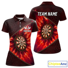 Load image into Gallery viewer, Thunder Dartboard 3D Darts Shirt For Women Custom Name &amp; Team Jersey | Opt2 - Red NYN0643