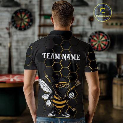 Bee Human And Dart Arrows Funny Darts Shirt For Men - Custom Name & Team Jersey NYN0669