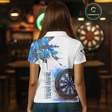 Load image into Gallery viewer, Custom Grey And Blue Splashed Dartboard Darts Polo Shirt For Women Darts Team Jerseys NYN0947
