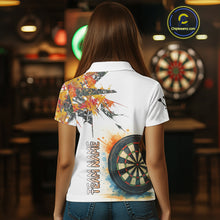 Load image into Gallery viewer, Custom Grey And Yellow Splashed Dartboard Darts Polo Shirt For Women Darts Team Jerseys NYN0948