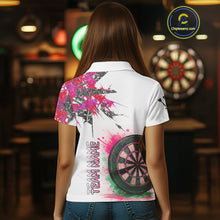 Load image into Gallery viewer, Custom Grey And Pink Splashed Dartboard Darts Polo Shirt For Women Darts Team Jerseys NYN0949
