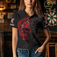 Load image into Gallery viewer, Custom Red Skull Dartboard Polo Dart Shirt Personalized Outfits Dart Jersey For Women NYN1317