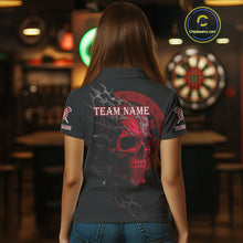 Load image into Gallery viewer, Custom Red Skull Dartboard Polo Dart Shirt Personalized Outfits Dart Jersey For Women NYN1317