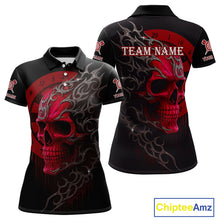 Load image into Gallery viewer, Custom Red Skull Dartboard Polo Dart Shirt Personalized Outfits Dart Jersey For Women NYN1317