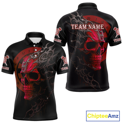 Custom Red Skull Dartboard Polo Dart Shirt Personalized Outfits Dart Jersey For Men NYN1317