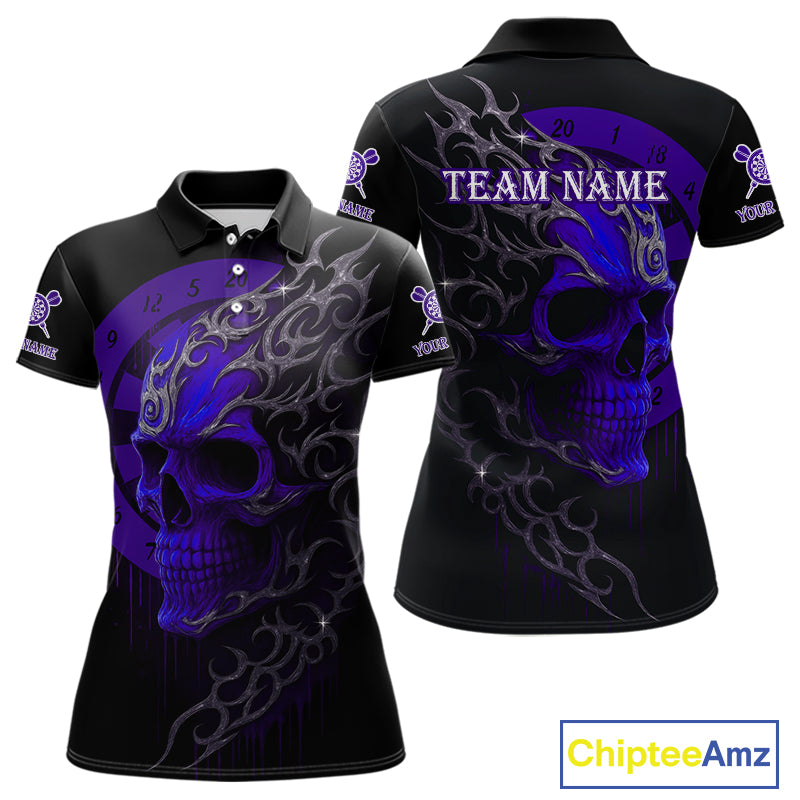 Custom Purple Skull Dartboard Polo Dart Shirt Personalized Outfits Dart Jersey For Women NYN1318