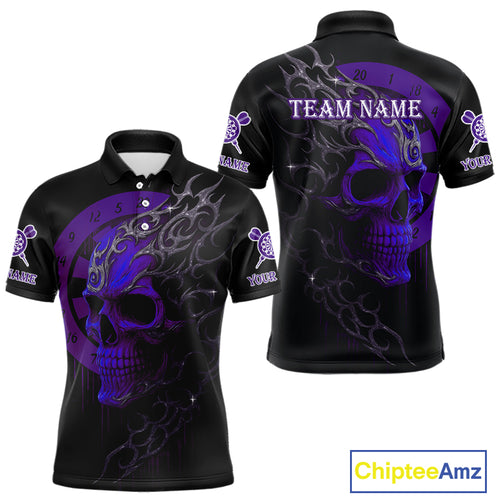 Custom Purple Skull Dartboard Polo Dart Shirt Personalized Outfits Dart Jersey For Men NYN1318