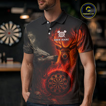 Load image into Gallery viewer, Custom Wolf Flaming Deer Dartboard Polo Dart Shirt For Men Outfits Flame Dart Team Jersey NYN1313