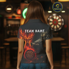 Load image into Gallery viewer, Custom Wolf Flaming Deer Dartboard Polo Dart Shirt For Women Outfits Flame Dart Team Jersey NYN1313