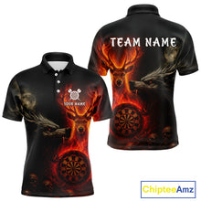 Load image into Gallery viewer, Custom Wolf Flaming Deer Dartboard Polo Dart Shirt For Men Outfits Flame Dart Team Jersey NYN1313