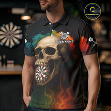 Load image into Gallery viewer, Custom Multi-Color Skull Dartboard Polo Dart Shirt For Men Colorful Skull Dart Jerseys NYN1324