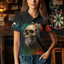 Load image into Gallery viewer, Custom Multi-Color Skull Dartboard Polo Dart Shirt For Women Colorful Skull Dart Jerseys NYN1324