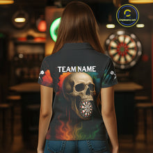 Load image into Gallery viewer, Custom Multi-Color Skull Dartboard Polo Dart Shirt For Women Colorful Skull Dart Jerseys NYN1324