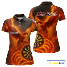 Load image into Gallery viewer, Custom Orange Flames Phoenix Dartboard Darts Jersey Personalized Darts Polo Shirt For Women NYN0969