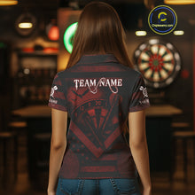 Load image into Gallery viewer, Custom Red Grunge Dragon Dartboard Dart Polo Shirt For Women Outfit Dart Team Jersey NYN1363